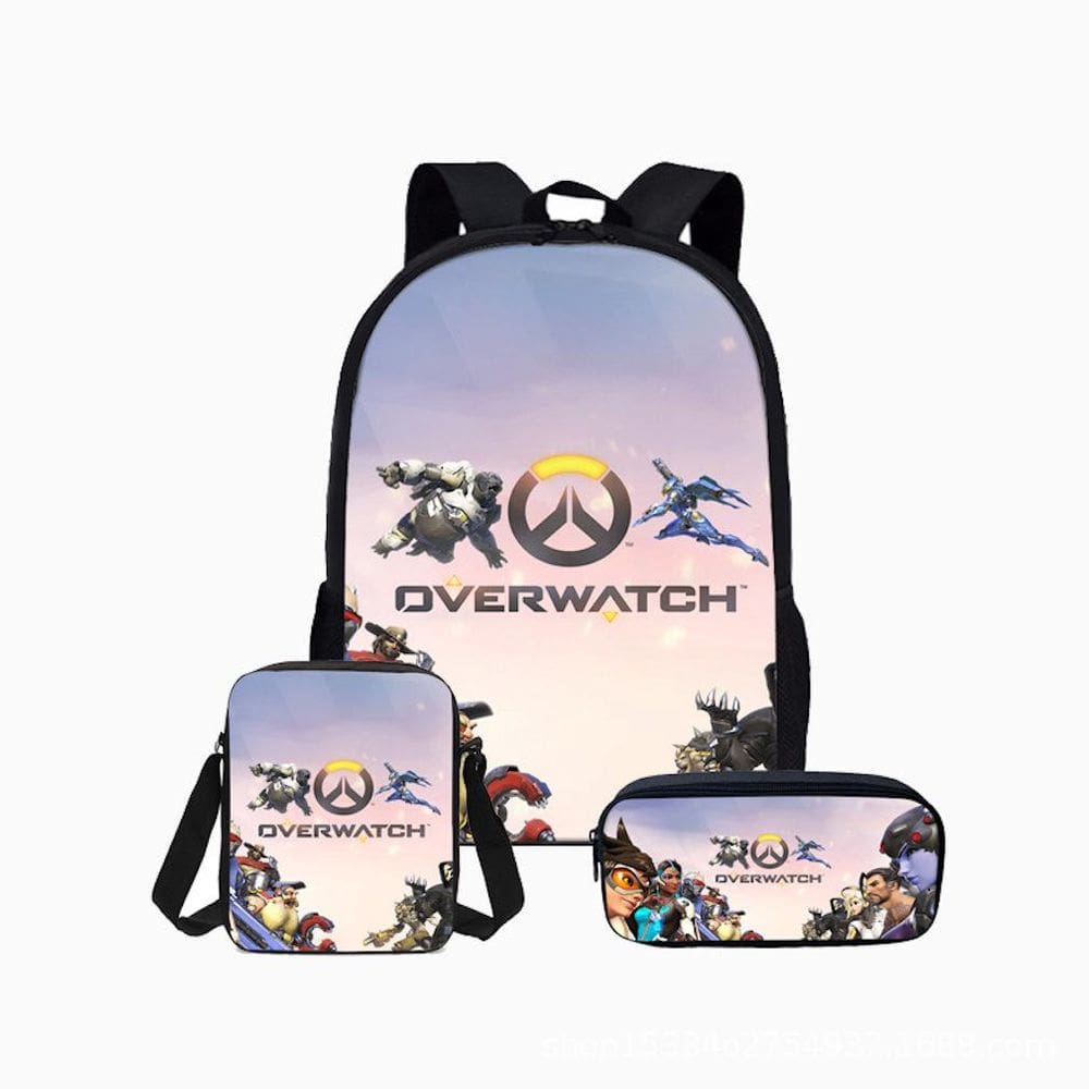 Conjunto de mochilas Overwatches OWs for Kids School, 3 peças de 17 polegadas