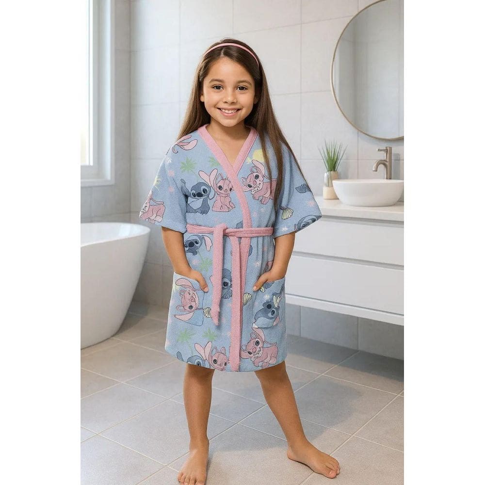 Roupão Aveludado Quimono Infantil 8 A12 Anos Stitch Lepper