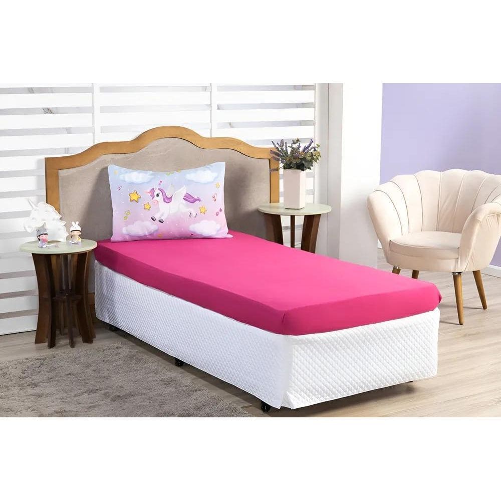 2X Lençol Com Elástico+Fronha Solteiro Personagens Infantil