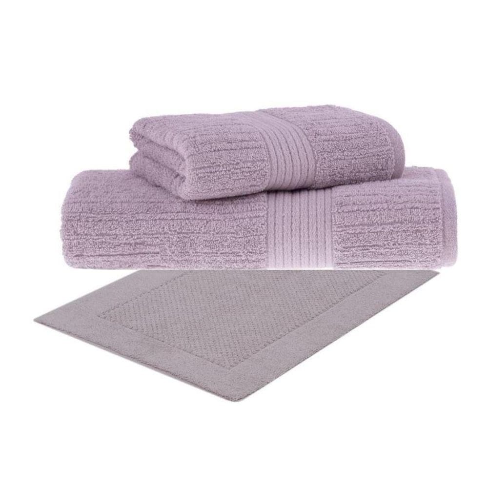 Toalha Banho Gigante + Rosto + Piso 3 Pçs Fio Penteado