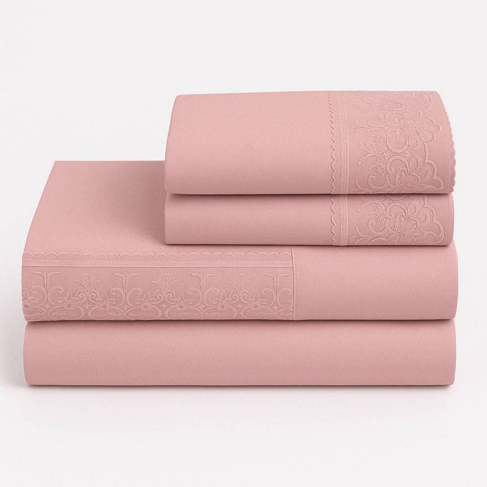 Jogo Cama King 4 Peças Bordado Inglês Exclusive - Rose