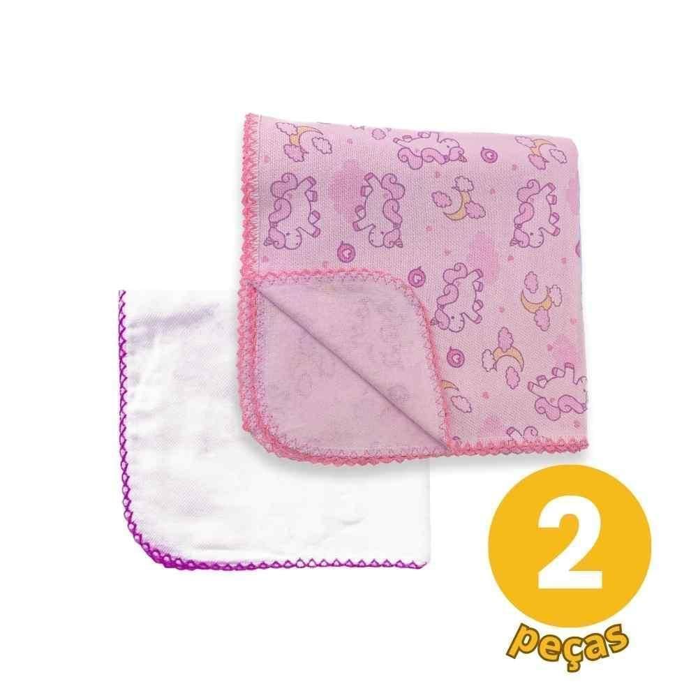 2 Pçs 1 Manta Lisa 80X80 Feminino+1Manta Estampada 80X80
