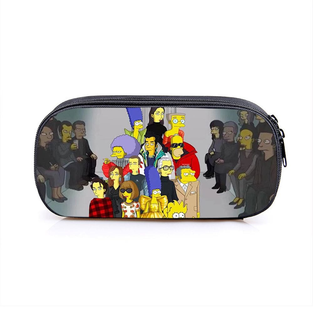Estojo de lápis Simpsons Cartoon Anime em tela de grande capacidade