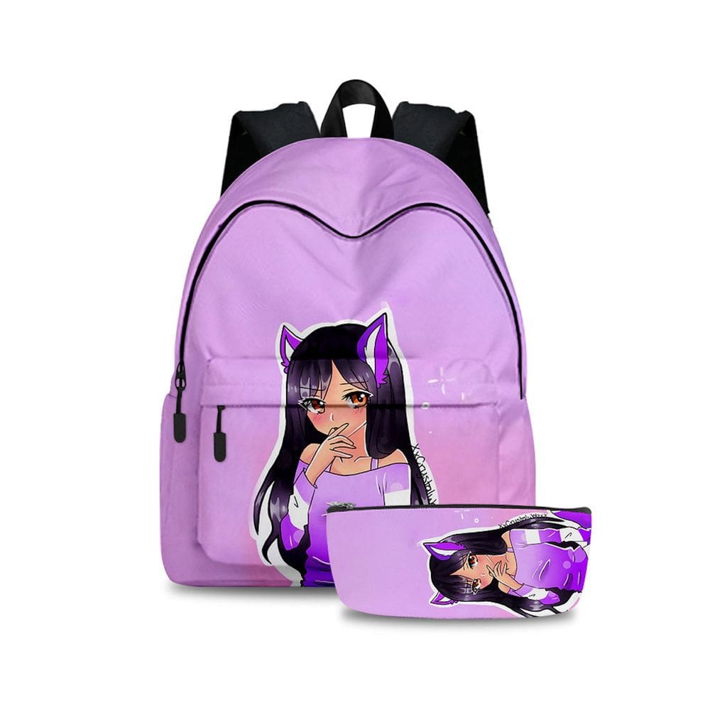 Mochila Aphmaus Cartoon Mochila escolar infantil com bolsa de lápis