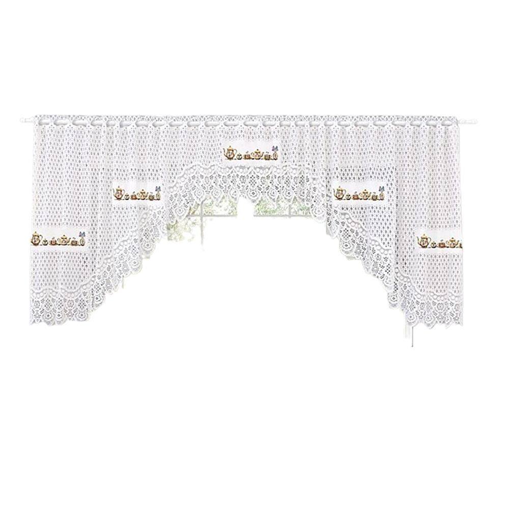 Cortina Bando Renda Cascata Siena Cozinha Estampa 3,15X0,95