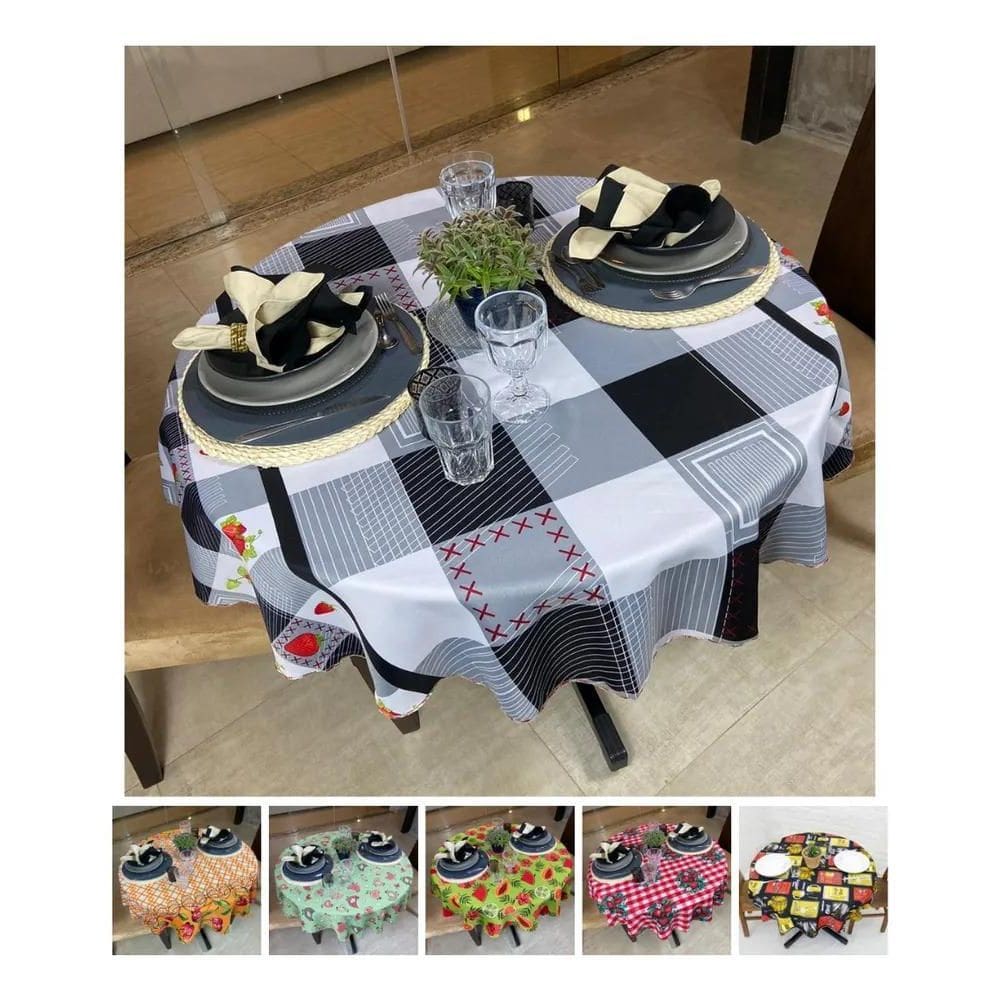2X Toalha De Mesa Redonda Estampas Variadas Cor Variados