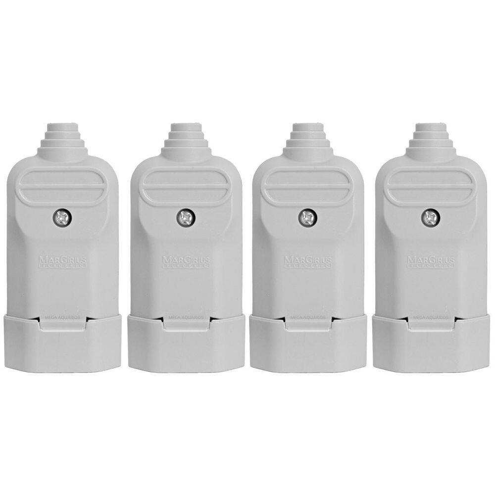 4 Tomada Plug Fêmea Prensa Cabo 2 Pinos Finos 10A Cinza