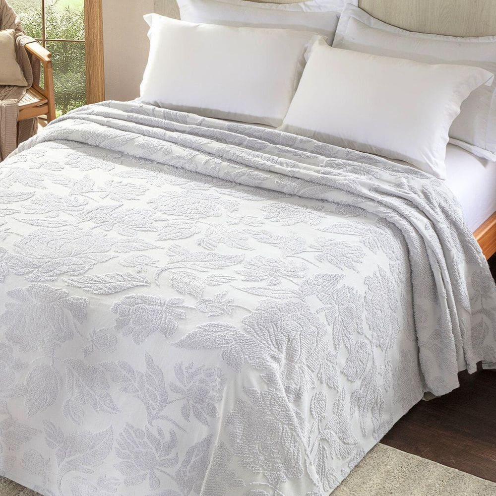 Colcha Chenille Jolitex Queen Melody Toque De Algodão Branco