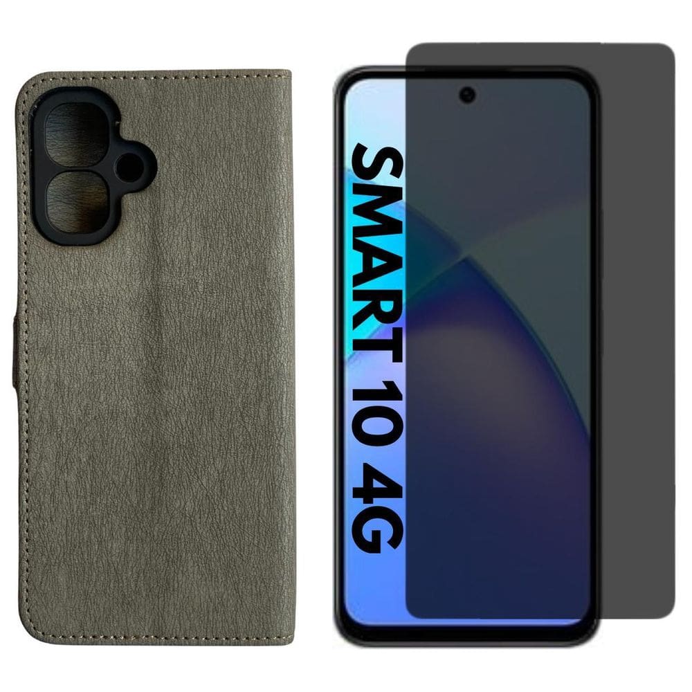 Capa Carteira + Pel. 3D Priv Compativel Infinix Smart 10 4G