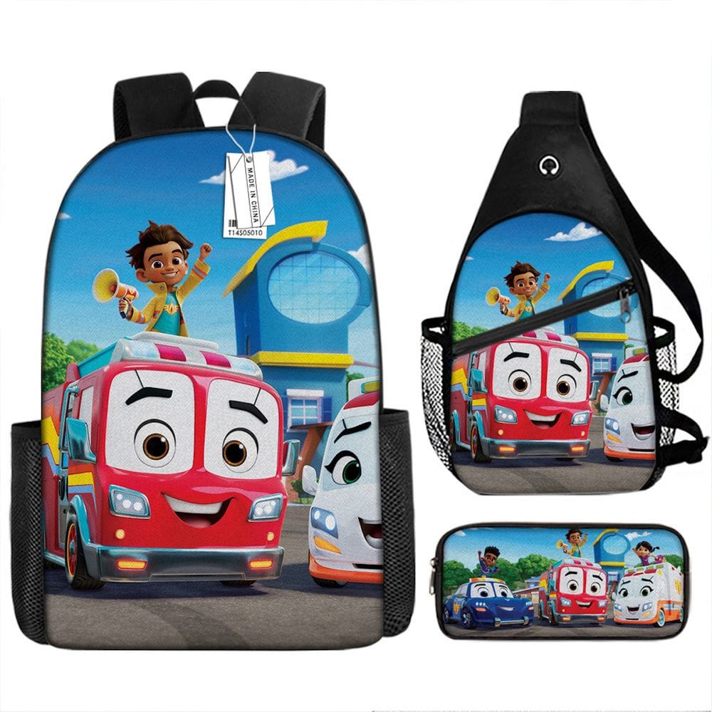 Mochila Firebuds Cartoon Kids School 3 unidades/conjunto