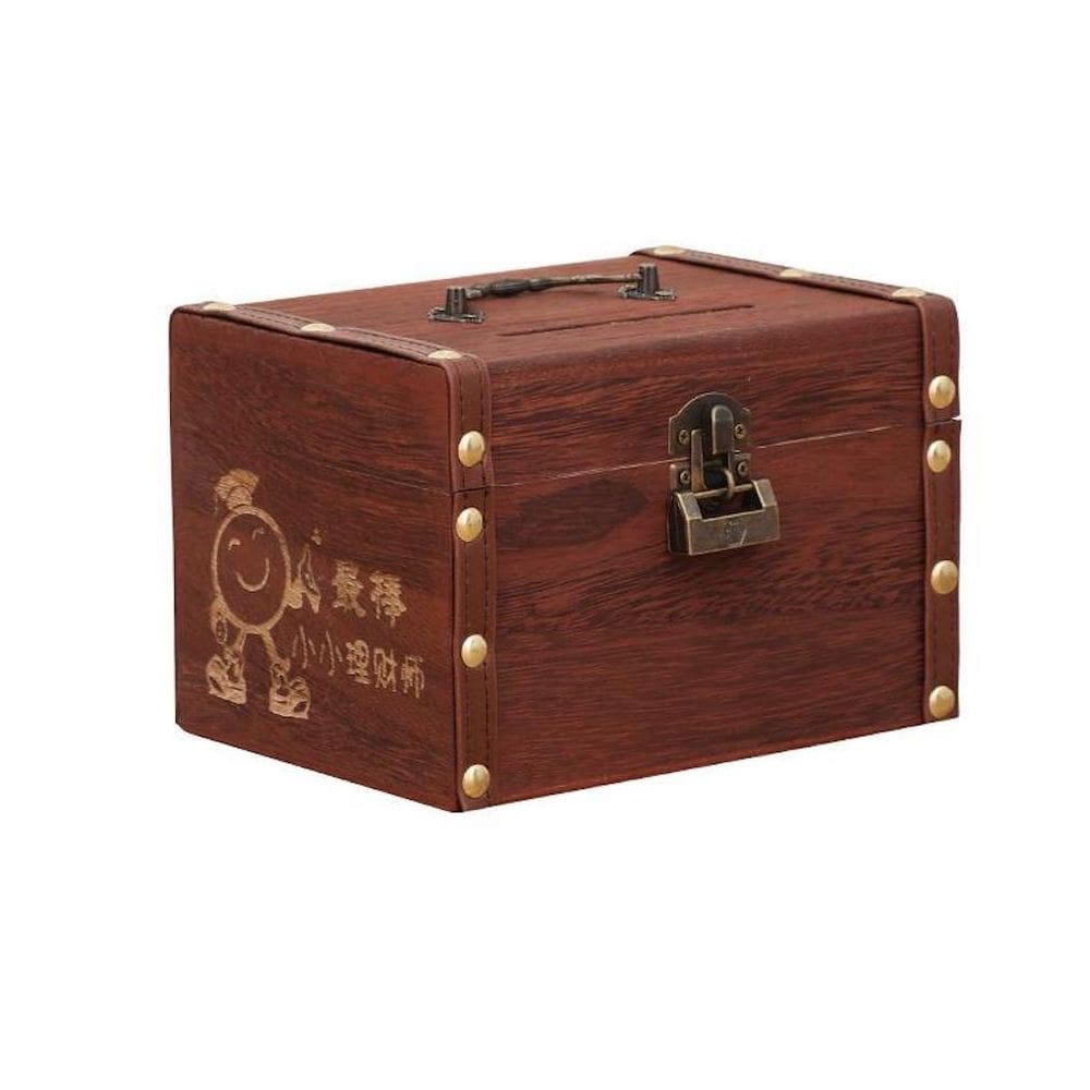 Cofrinho de anime de madeira Treasure Box Piggy Bank para crianças