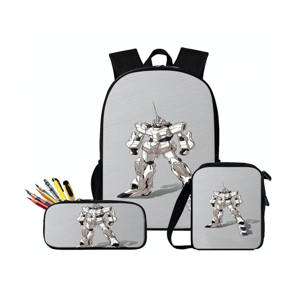 Conjunto de mochilas Gundams School Kids, 3 peças com bolsa de lápis e bolsa mensageiro