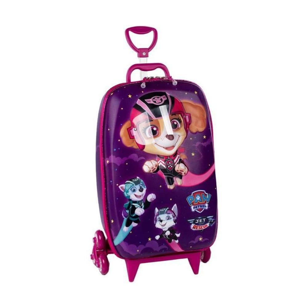 Mala De Viagem Infantil Com Rodinha Patrulha Canina 3D Roxa