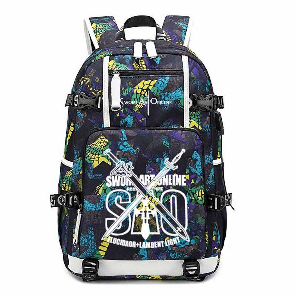 Mochila Sword Art Online Kirito Cartoon Kids School 30x15x47cm