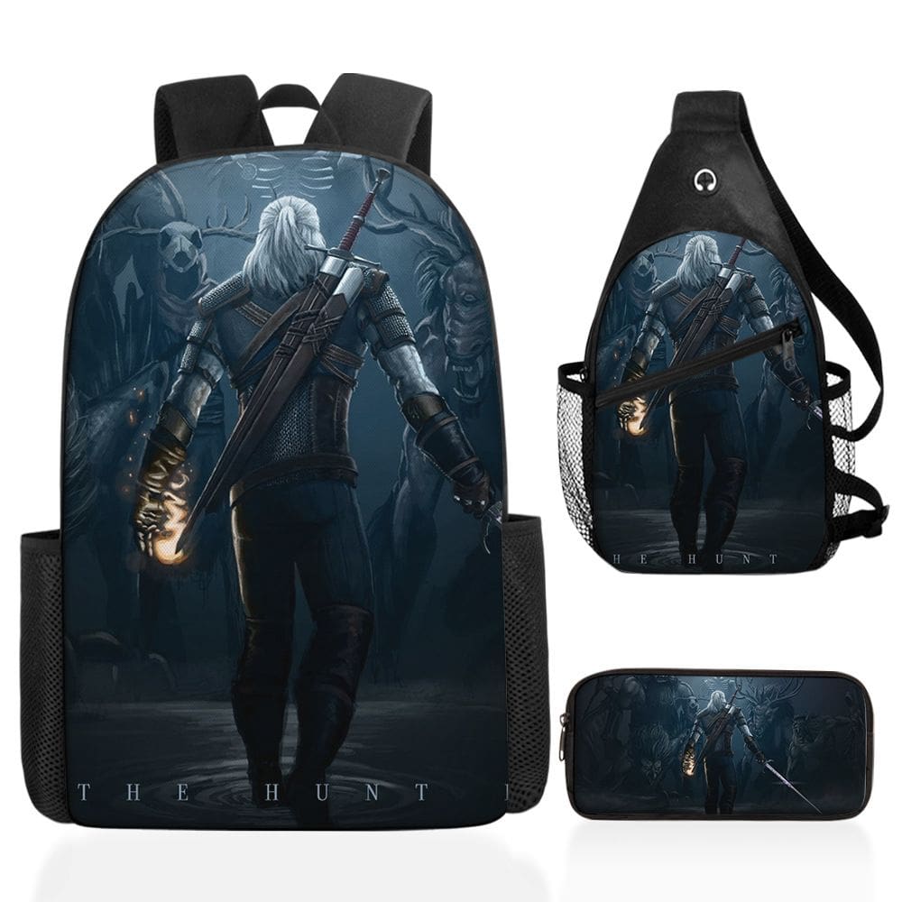 Conjunto de mochilas Witchers Wilds Hunts Geralts para crianças, 3 unidades