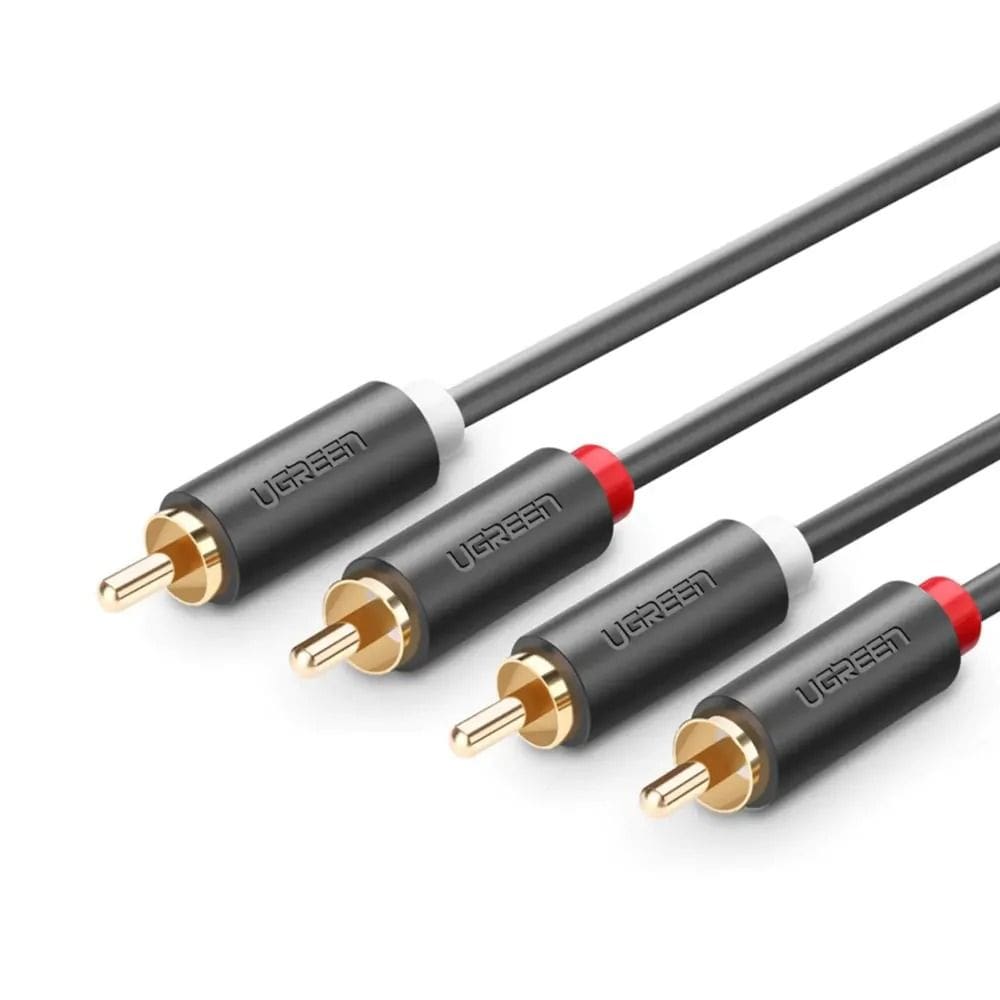Cabo Áudio 2 Rca Macho Ugreen 10519 3m Estéreo Hi-fi Ouro