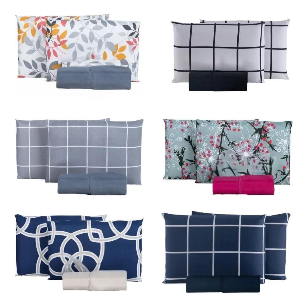 2X Kit Jogo De Lençol King Size Box 400 Fios 3 Pecas Estampa