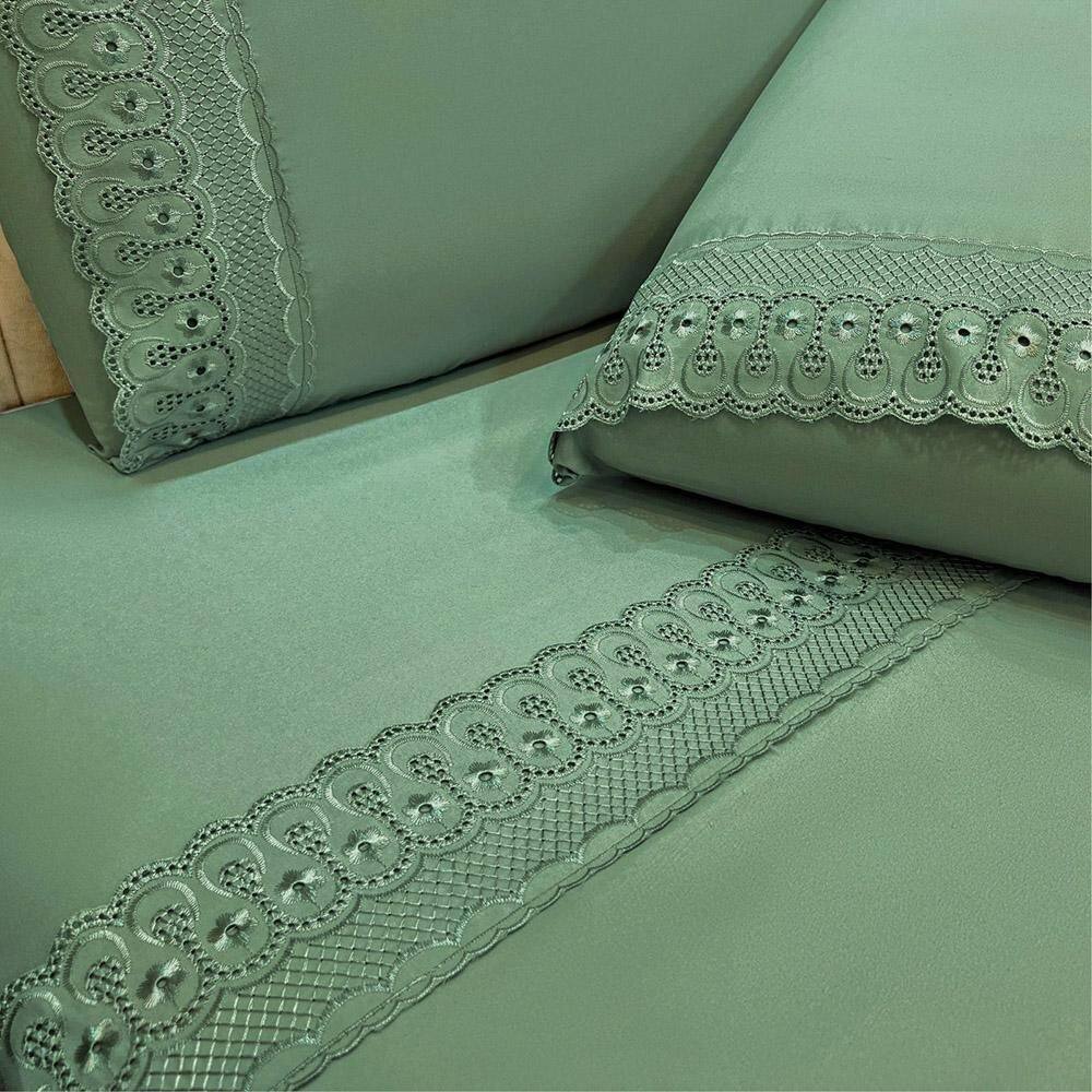 Jogo De Cama Lençol Casal D Mais 4 Peças - Esmeralda