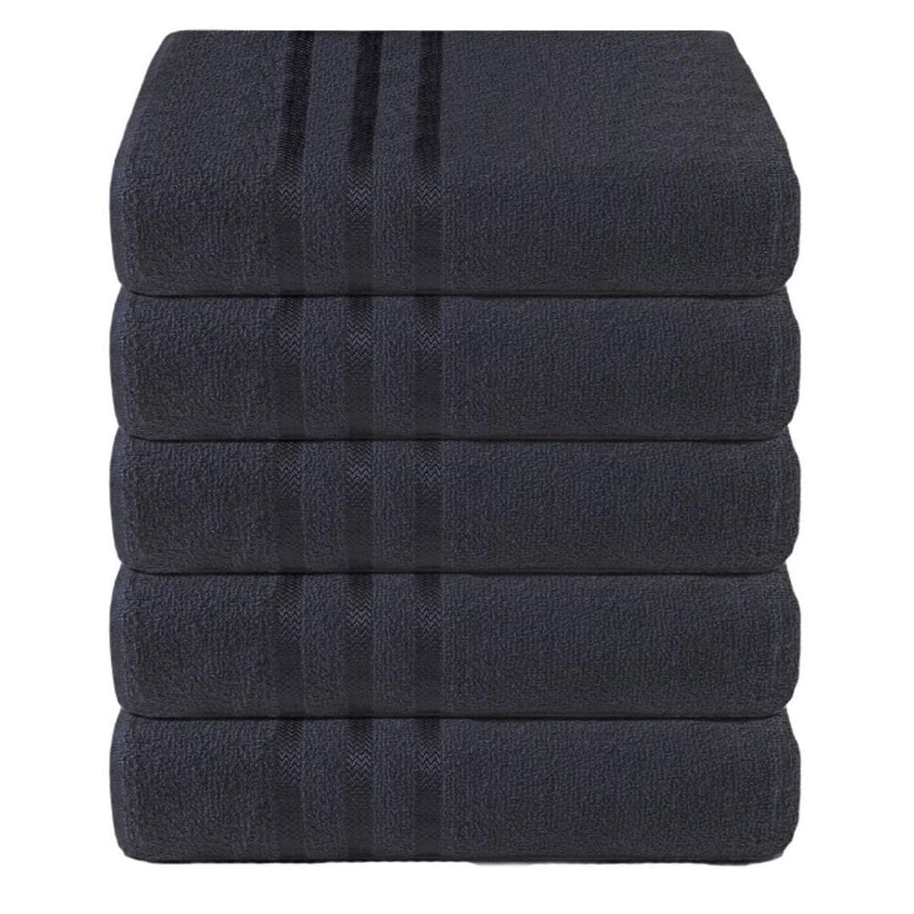 Kit 5 Toalhas De Rosto Preto Felpudas Hotel Salão Academia