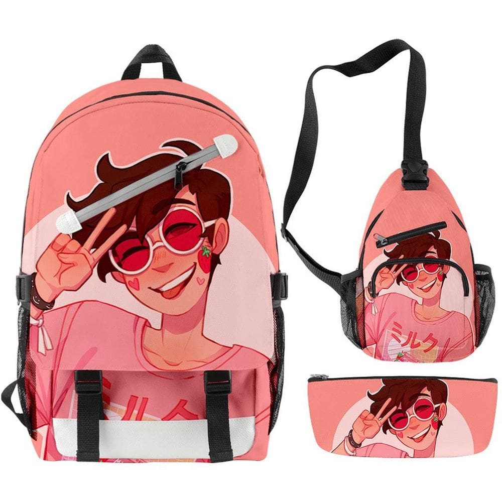 Conjunto de 3 bolsas escolares casuais Georgenotfounds Satchel Anime 3D