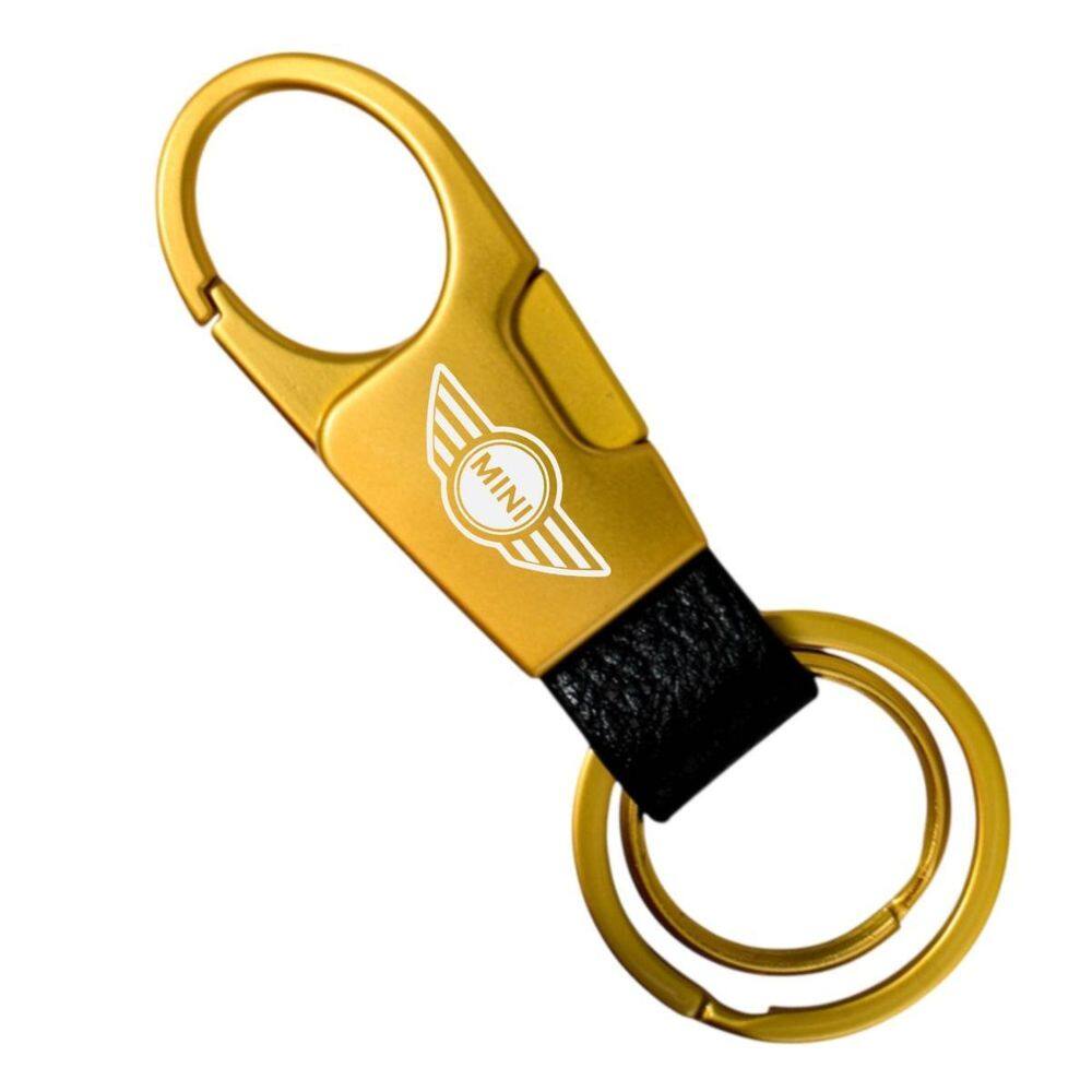 Chaveiro Para Mini Cooper Metal Mosquetão Estiloso B Dourado