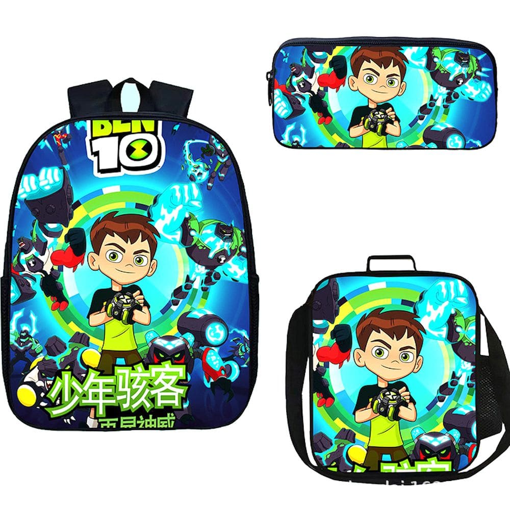 Conjunto de mochilas Bens 10 Anime School, 3 peças com bolsa de ombro