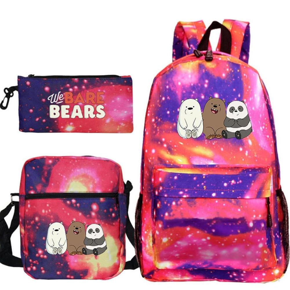 Conjunto de mochilas Wes Bares Bears Satchel, bolsa escolar impressa em anime