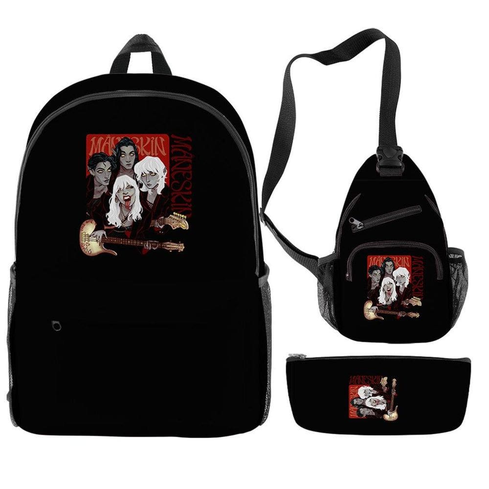 Mochila escolar Maneskineses com impressão 3D, conjunto de 3 peças de anime