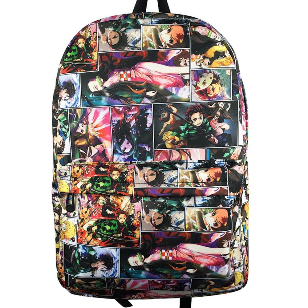 Mochila escolar infantil Demons Slayers 33x43cm algodão-poliéster