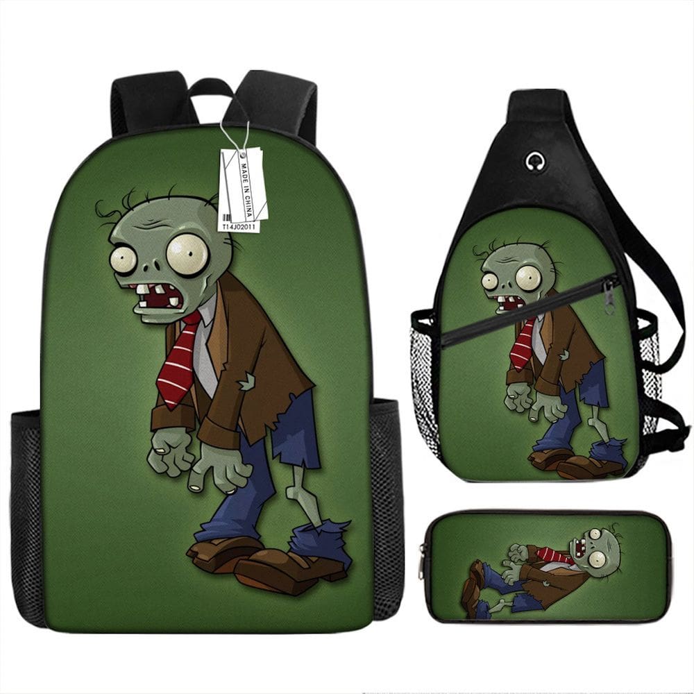 Conjunto de mochilas Plants Zombies Cartoon Kids School 3 unidades
