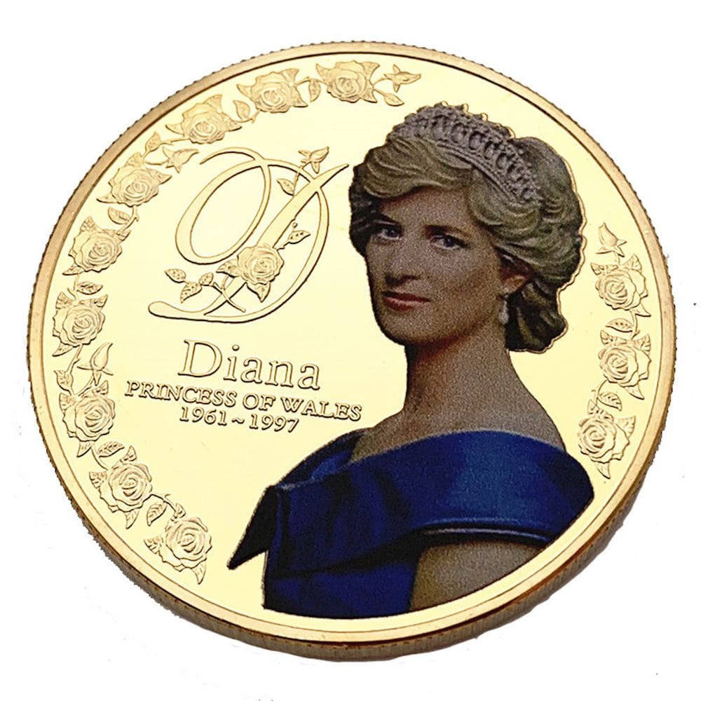 Moeda Rainha Britânica e Princesa Diana Anime 4cm 30g Iron