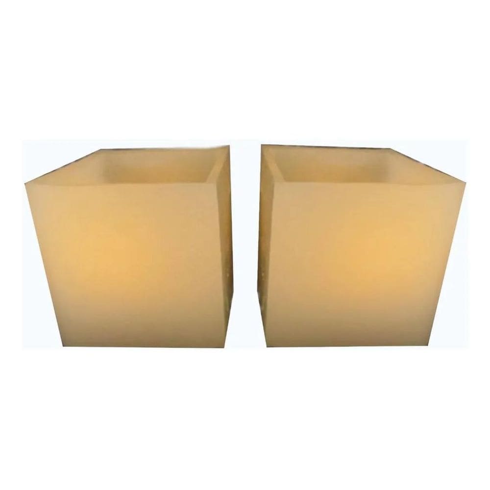2X 2 Luminárias Em Parafina 8X8X8Cm + 2 Velas De Led Decoraç
