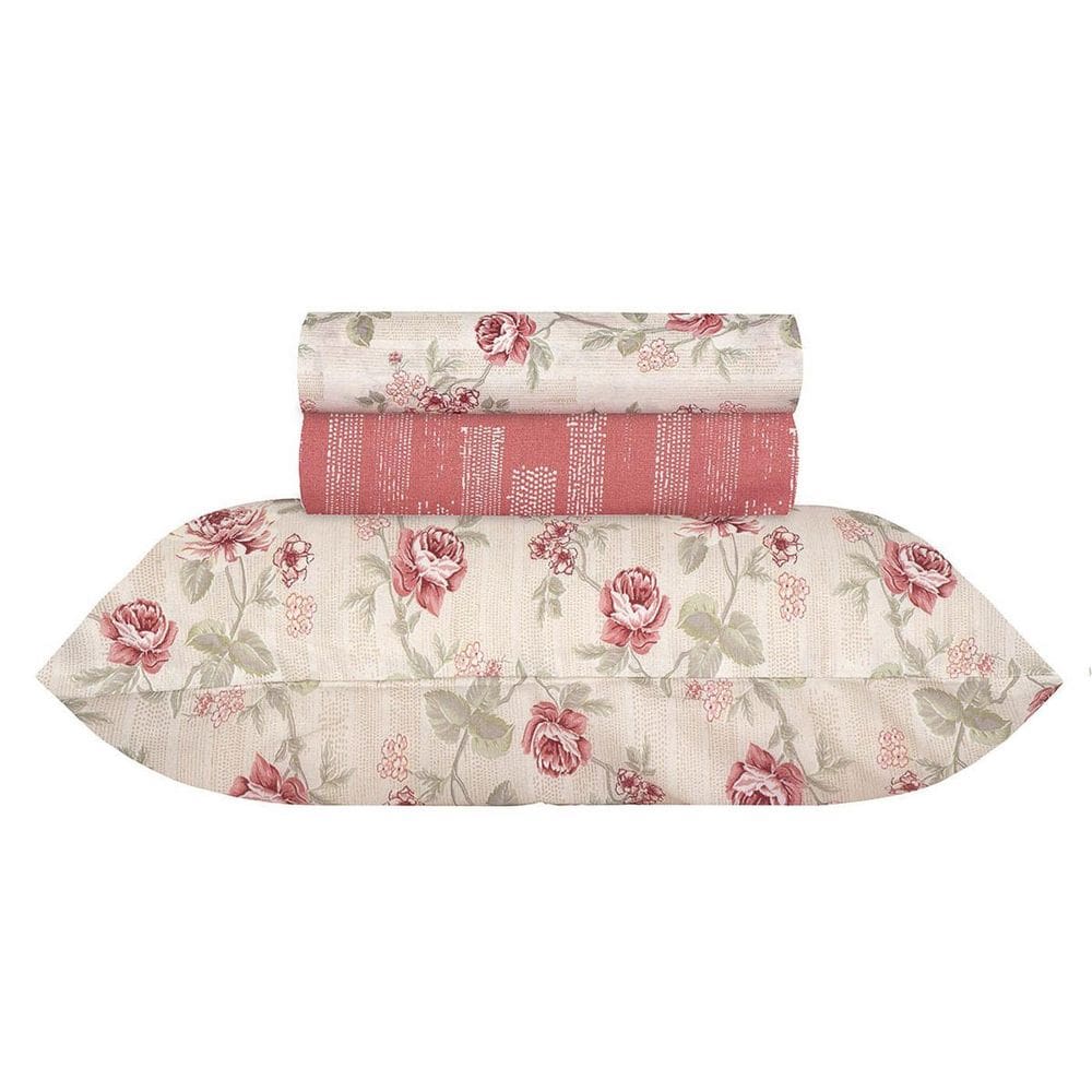 Jogo De Cama Solteiro Duplo 3 Peças 140 Fios Realce Premium