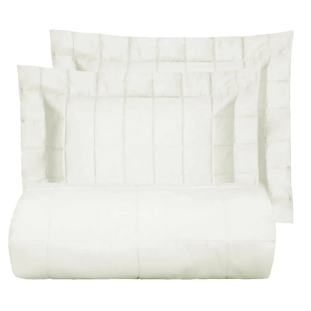 Kit Colcha King Satinee Square - Kacyumara Off White