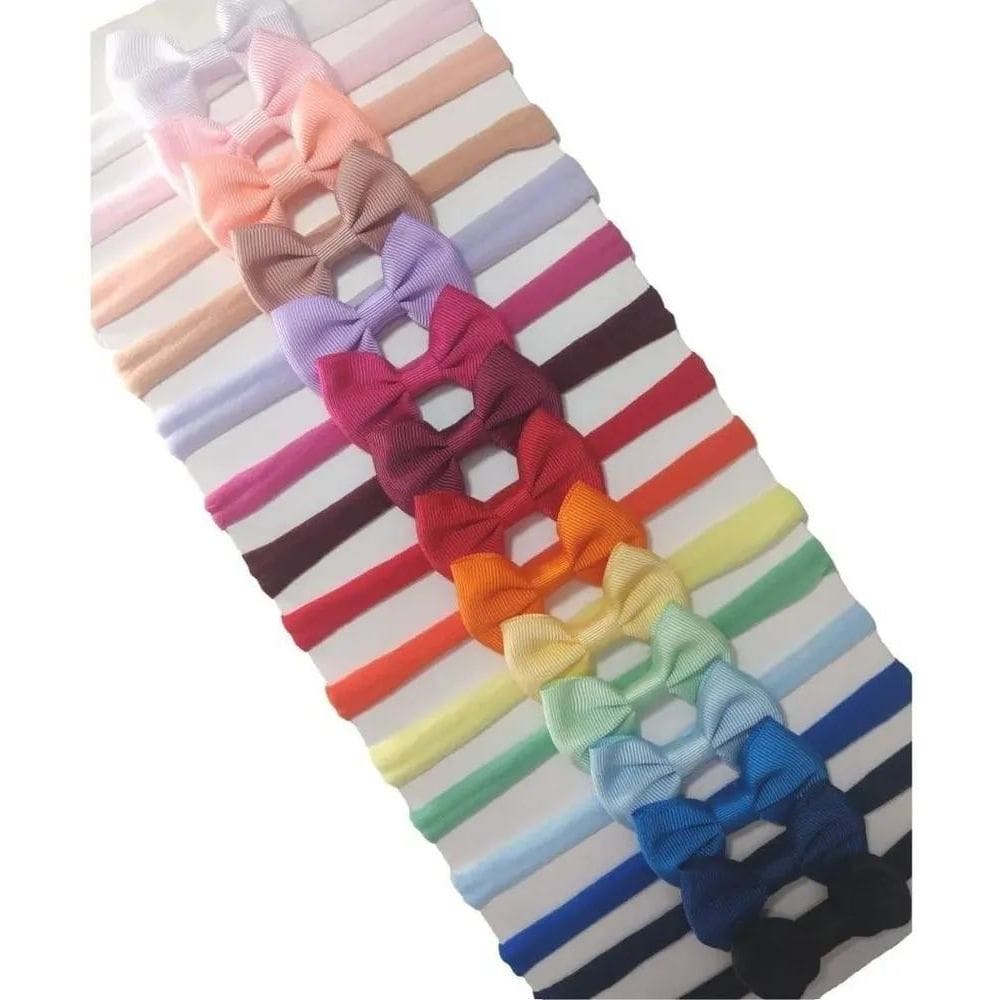 2X Kit 15 Laços De Cabelo Bebê Na Meia Seda Rn + Full