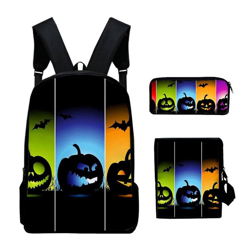 Conjunto de mochilas: bolsa escolar de Halloween para crianças Oxford Satchel