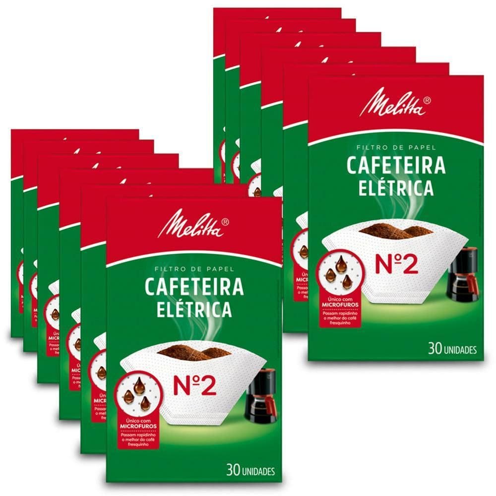 Filtro D Papel Melitta Cafeteira Elétrica Nº2 Kit 12 Pacotes