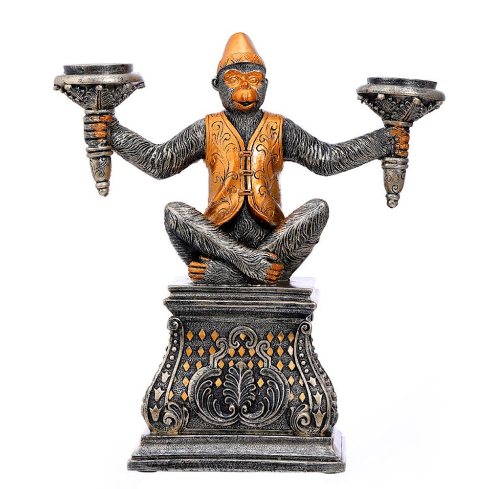 Estatueta de candelabro Estátua de escultura de vela de macaco