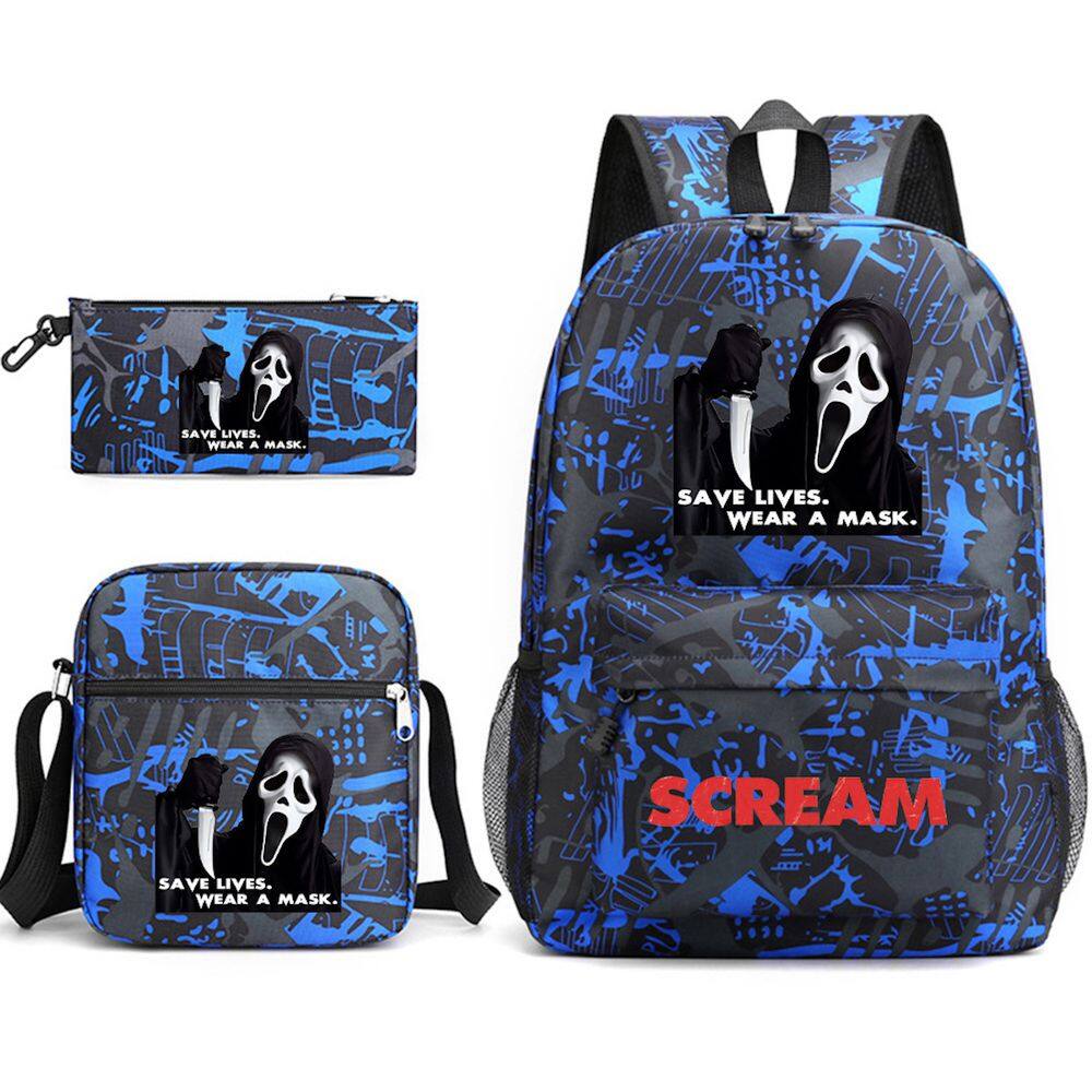 Conjunto de mochilas escolares Scream Wear a Mask, 3 unidades para crianças