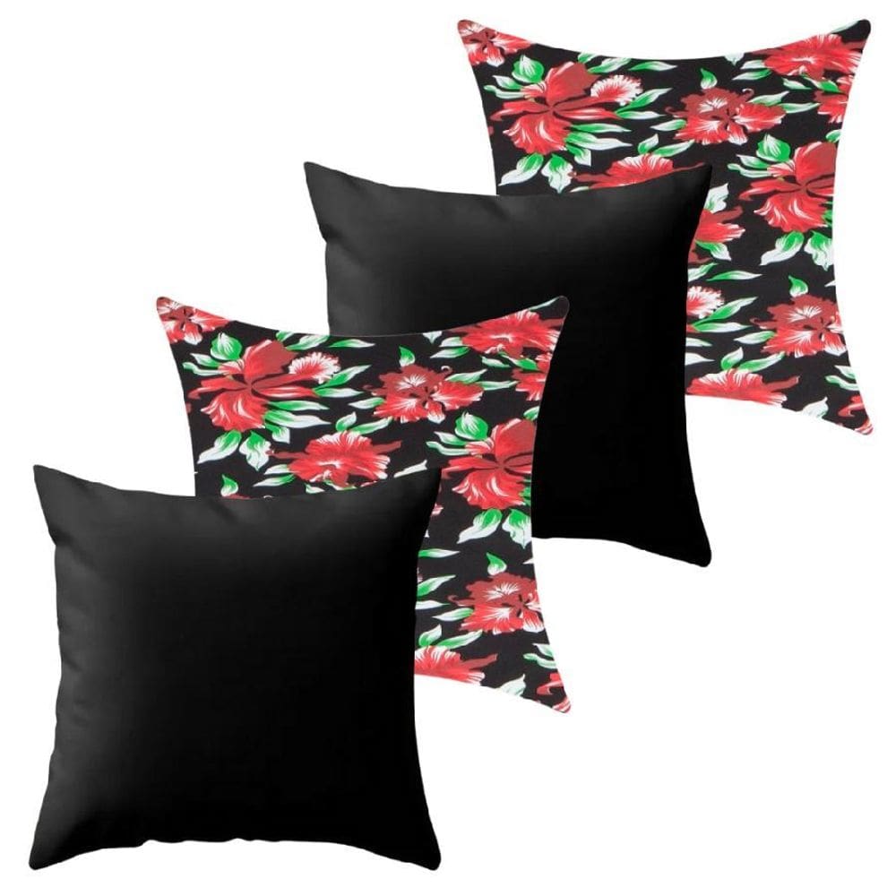 Kit 4 Capa De Almofada 40X40 Malha Com Zíper Lisa Estampada