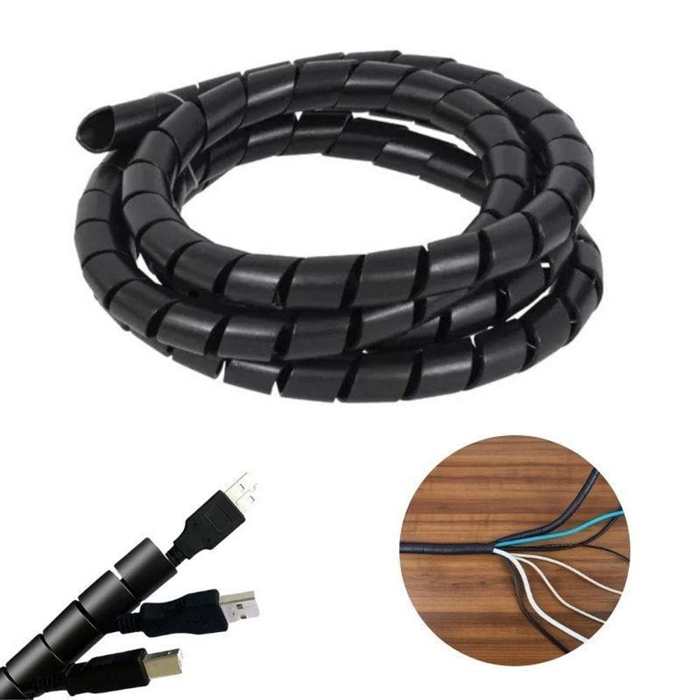 Organizador De Fios E Cabos 01 Metro Preto Com Aplicador