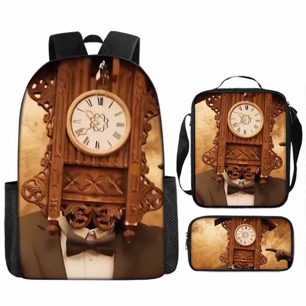 Mochila Titans Clocks, 3 unidades/conjunto para crianças, escola, tecido Oxford