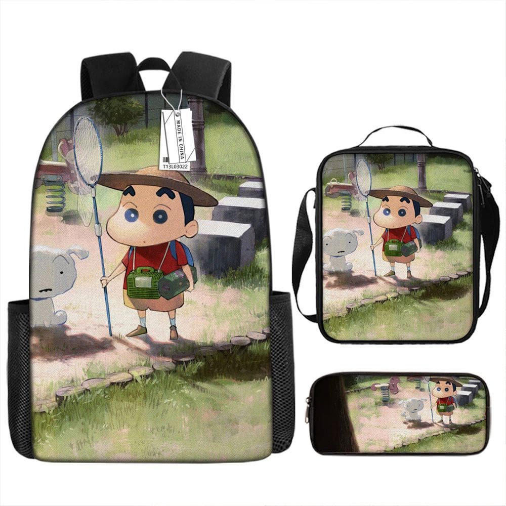 Conjunto de mochilas Shins chans Cartoon Kids School 3 unidades Oxford