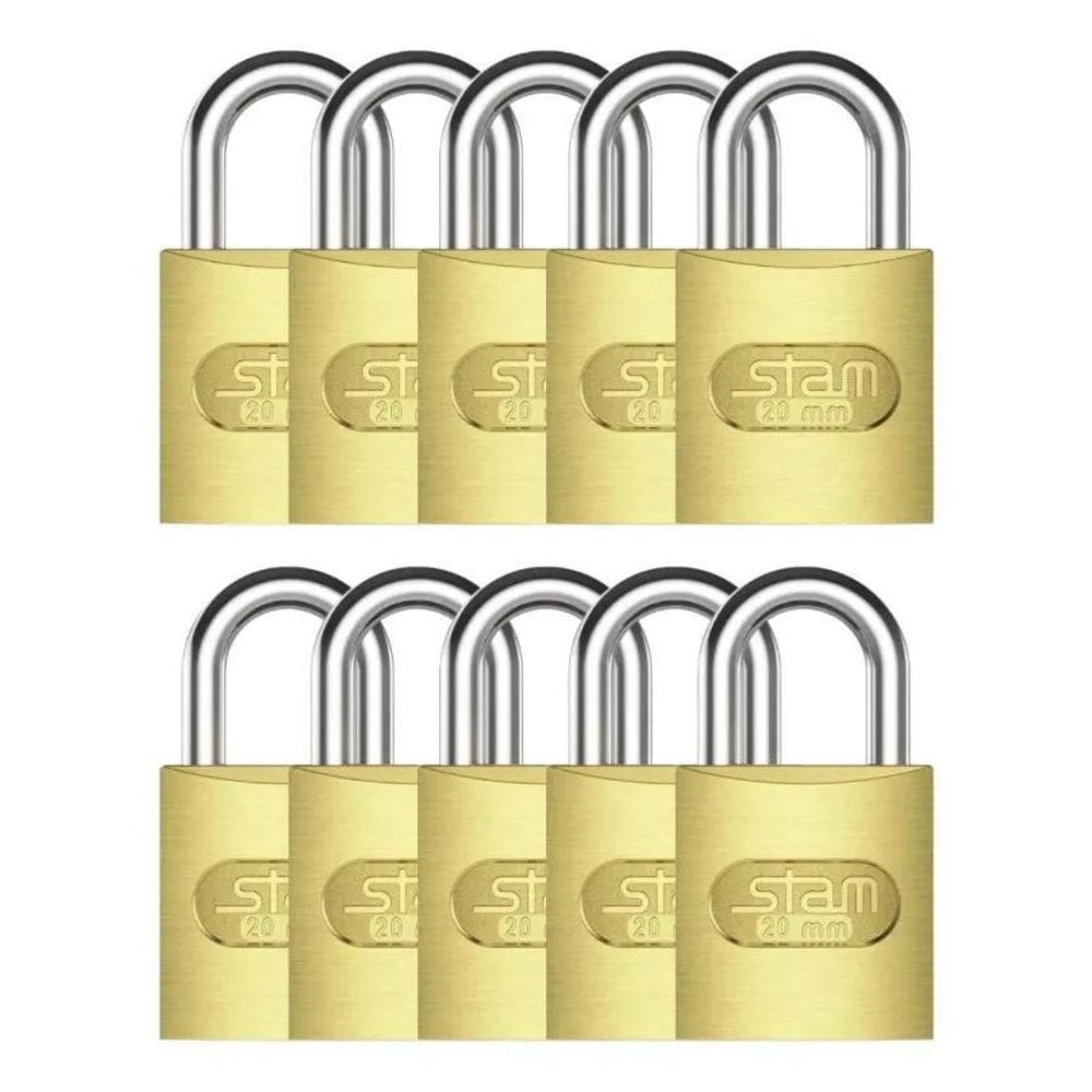 2X Cadeado Stam 20Mm Com 10 Unidades Cor Dourado