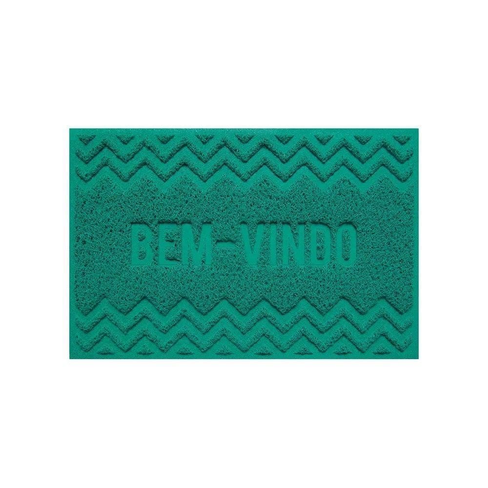 Capacho De Porta Pvc Antiderrapante 60X40Cm - Zig Zag Verde