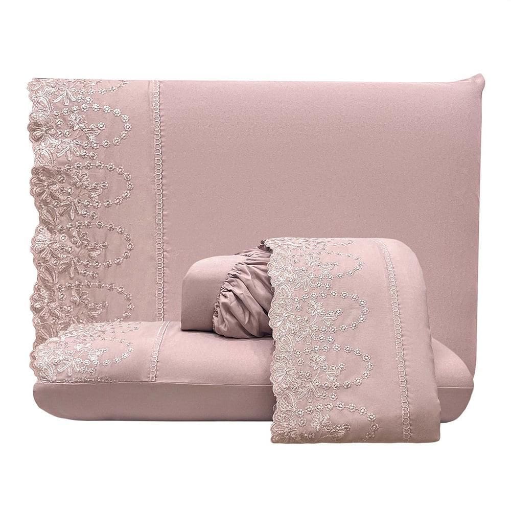 Jogo Cama Lençol King Desirre 4 Peças - Rosê 100% Poliéster
