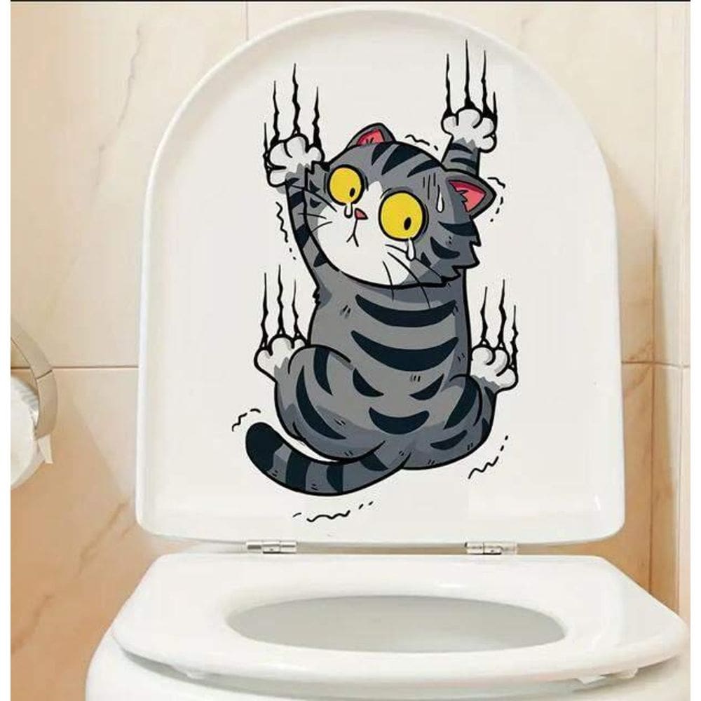 Adesivo Para Vaso Sanitário Gato Cinza