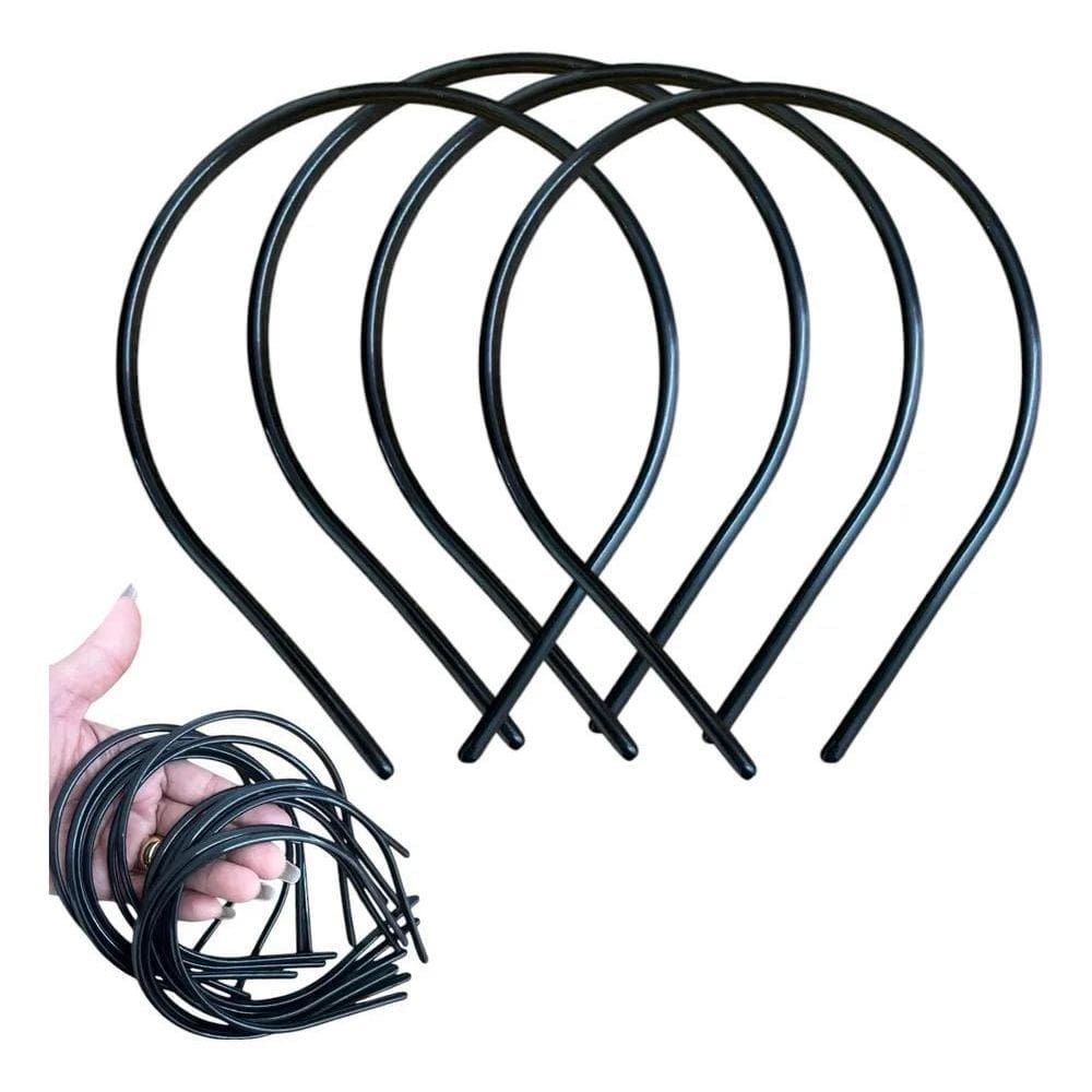 2X 12 Tiaras Arco Arquinho Fina Preta 5Mm Para Encapar Forra