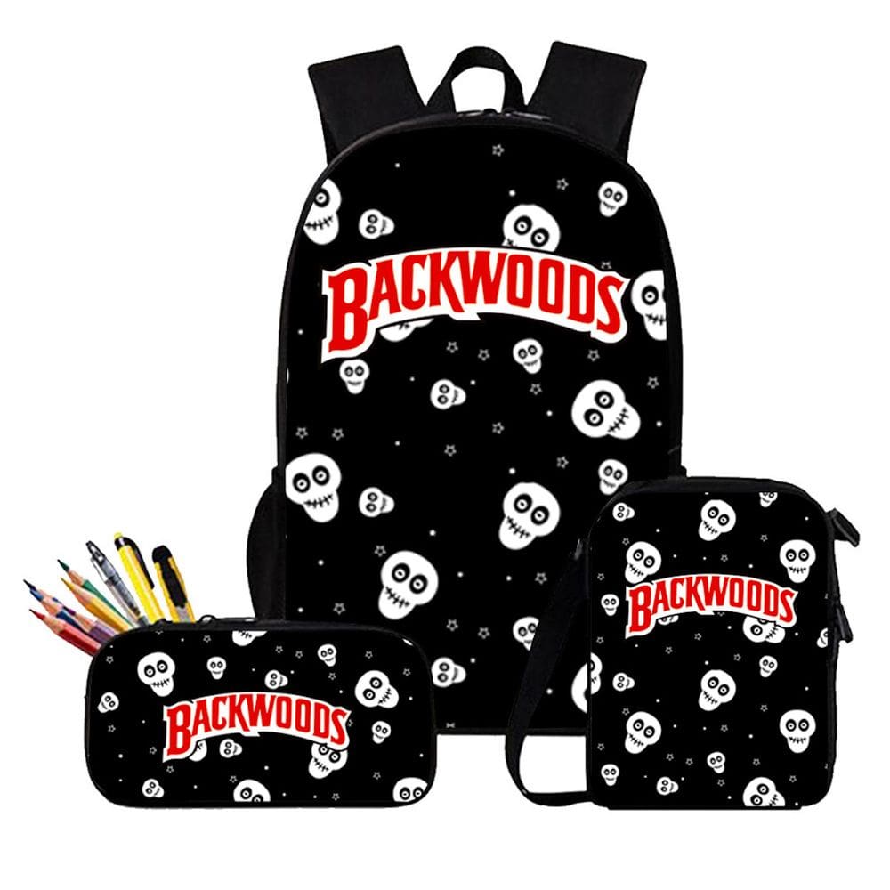 Conjunto de mochilas escolares Backwoods Anime, 3 peças com bolsa de ombro
