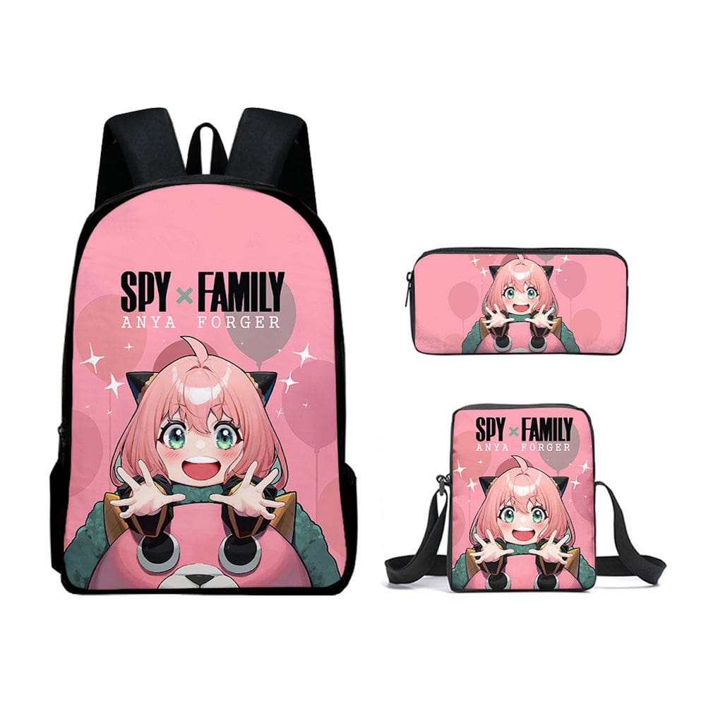 Conjunto de mochilas Spys Familys Anime School, 3 peças com bolsa de ombro